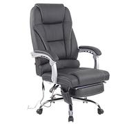 CLP Fauteuil De Bureau Pacific en Véritable Cuir avec Fonction Massage I Chaise A roulettes Hauteur Réglable Pivotante, Couleur:Noir