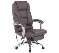 CLP Fauteuil De Bureau Pacific en Véritable Cuir avec Fonction Massage I Chaise A roulettes Hauteur Réglable Pivotante, Couleur:Marron