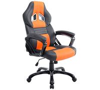 CLP Fauteuil de Bureau Racing Gamer Pedro XL Similicuir I Chaise de Bureau Ergonomique Réglable en Hauteur avec Accoudoir I Fauteuil de Travail, Couleur:Noir/Orange