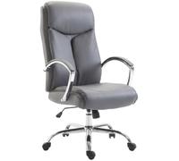 CLP Fauteuil de Bureau réglable Arlen, Chaise rembourrée Similicuir, siège pivotant avec accoudoirs et Dossier, jusqu'à 140 kg Couleur:Gris