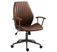 CLP Fauteuil De Bureau Retro Nampa en Similicuir I Chaise De Travail avec Piètement Métal I Réglable Et Pivotant, Couleur:Cognac