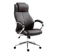 CLP Fauteuil de bureau Salford en véritable cuir ajustable et pivotant , Marron