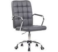 CLP Fauteuil De Bureau Terni Similicuir Ou Tissu I Chaise De Bureau Assise Et Dossier Rembourrés I Piètement Métal Chromé 5 Branches roulettes, Couleur:Gris, Matériel:Similicuir