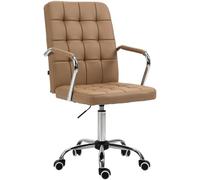 CLP Fauteuil De Bureau Terni Similicuir Ou Tissu I Chaise De Bureau Assise Et Dossier Rembourrés I Piètement Métal Chromé 5 Branches roulettes, Couleur:Brun Clair, Matériel:Similicuir