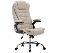 CLP Fauteuil De Bureau Thor XXL en Tissu I Chaise De Bureau Rembourrée Pivotante avec Accoudoirs I Hauteur Réglable I Poids admis Max. 150 kg, Couleur:crème