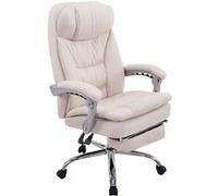 CLP Fauteuil de bureau Troy en tissu avec repose-pieds , Crème Crème G