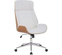 CLP Chaise de bureau Varel - Ergonomique, accoudoirs, pivotante réglable en hauteur - Nature/Blanc