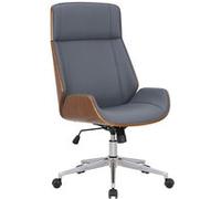 CLP Fauteuil de Bureau Varel avec Coque en Bois Et Revêtement Similicuir I Chaise De Bureau Dossier Assise Rembourrés I Piètement Métal, Couleur:Noyer/Gris