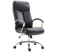 CLP Fauteuil De Bureau Vaud XL Similicuir I Chaise De Bureau avec Accoudoirs I Ajustable Pivotante | Piètement Métal Chromé, Couleur:Noir