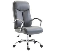 CLP Fauteuil De Bureau Vaud XL Similicuir I Chaise De Bureau avec Accoudoirs I Ajustable Pivotante | Piètement Métal Chromé, Couleur:Gris