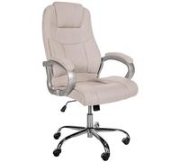 CLP Fauteuil de Bureau XL APOLL Hauteur Réglable Rembourré Revêtement en Tissu - Chaise de Bureau Ergonomique Pivotante - Mécanisme d'Inclinaiso, Couleur:crème