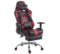 CLP Fauteuil de Bureau XL Limit en Similicuir, Chaise de Travail Gaming Rembourrée Hauteur Ajustable, Couleur:Noir/Rouge, Repose-Pieds:avec Repose-Pieds