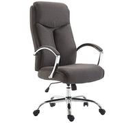 CLP Fauteuil de Bureau XL Vaud Rembourré Tissu | Chaise de Bureau Réglable en Hauteur Pivotante avec Accoudoirs | Fauteuil de Travail Ergonomique | Poids Admis 136 kg: Gris Foncé