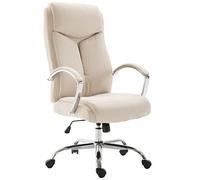 CLP Fauteuil de Bureau XL Vaud Rembourré Tissu | Chaise de Bureau Réglable en Hauteur Pivotante avec Accoudoirs | Fauteuil de Travail Ergonomique | Poids Admis 136 kg: Crème