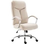 CLP Fauteuil de Bureau XL Vaud Rembourré Tissu | Chaise de Bureau Réglable en Hauteur Pivotante avec Accoudoirs | Fauteuil de Travail Ergonomique | Poids Admis 136 kg: Crème