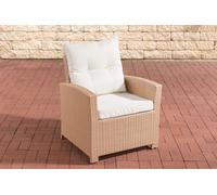 CLP Fauteuil en poly rotin Fisolo avec coussin d'assise,sable blanc crème