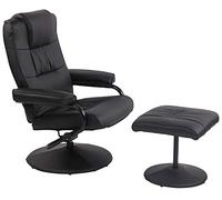 CLP Fauteuil Inclinable Ennis en Similicuir I Fauteuil De Relaxation avec Repose-Pieds I Siège de Télévision avec Mécanisme D'Inclinaison, Couleur:Noir