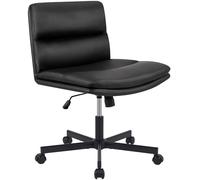 CLP Fauteuil Lounge Rembourre reglable en Hauteur Eldor, Chaise de Bureau en Simili Cuir, pivotante avec Dossier et roulettes, Jusqu a 135 kg, Couleur:Noir
