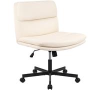 CLP Fauteuil Lounge Rembourre reglable en Hauteur Eldor, Chaise de Bureau en Simili Cuir, pivotante avec Dossier et roulettes, Jusqu a 135 kg, Couleur:crème