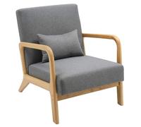 CLP Fauteuil Relax Hibbing - Fauteuil Rembourré en Tissu, Structure en Bois d'Hévéa pour Le Salon et la Chambre à Coucher, Couleur:Gris Clair