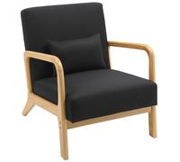 CLP Fauteuil Relax Hibbing - Fauteuil rembourré en Tissu, Structure en Bois d'hévéa pour Le Salon et la Chambre à Coucher, Noir