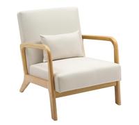 CLP Fauteuil Relax Hibbing I Fauteuil rembourré en Tissu I Structure en Bois d'hévéa I Fauteuil pour Le Salon et la Chambre à Coucher, Couleur:crème