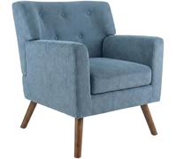 CLP Fauteuil Rembourre en Velours cotele Kioni avec accoudoirs, Fauteuil Bergere Jusqu a 150 kg, Fauteuil Relax et TV pour Salon, Couleur:Bleu