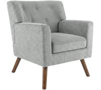 CLP Fauteuil Rembourre en Velours cotele Kioni avec accoudoirs, Fauteuil Bergere Jusqu a 150 kg, Fauteuil Relax et TV pour Salon, Couleur:Gris