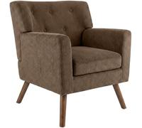 CLP Fauteuil Rembourre en Velours cotele Kioni avec accoudoirs, Fauteuil Bergere Jusqu a 150 kg, Fauteuil Relax et TV pour Salon, Couleur:Marron foncé