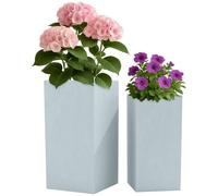 CLP Grand bac à Plantes, Set de 2 pour l'extérieur et l'intérieur, Outdoor XXL bac à Fleurs carré, résistant aux intempéries et au Gel, Couleur:Gris