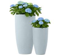 CLP Grand bac à Plantes, Set de 2 pour l'extérieur et l'intérieur, Outdoor XXL bac à Fleurs Rond, résistant aux intempéries et au Gel, Couleur:Gris