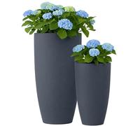 CLP Grand bac à Plantes, Set de 2 pour l'extérieur et l'intérieur, Outdoor XXL bac à Fleurs Rond, résistant aux intempéries et au Gel, Couleur:Anthracite