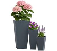 CLP Grand bac à Plantes, Set de 3 pour l'extérieur et l'intérieur, Outdoor XXL bac à Fleurs carré, résistant aux intempéries et au Gel, Couleur:Anthracite