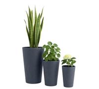 CLP Grand bac à Plantes, Set de 3 pour l'extérieur et l'intérieur, Outdoor XXL bac à Fleurs Rond, résistant aux intempéries et au Gel, Couleur:Anthracite