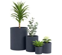 CLP Grand bac à Plantes, Set de 4 pour l'extérieur et l'intérieur, Outdoor XXL bac à Fleurs Rond, résistant aux intempéries, Couleur:Anthracite