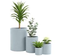 CLP Grand bac à Plantes, Set de 4 pour l'extérieur et l'intérieur, Outdoor XXL bac à Fleurs Rond, résistant aux intempéries, Couleur:Gris