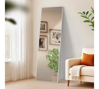 CLP Grand Miroir Benicia, Miroir sur Pied et Miroir Mural en Un, Miroir intégral Cadre métallique en Plusieurs Tailles et Couleurs, Couleur:Blanc Mat, Taille:160x50 cm