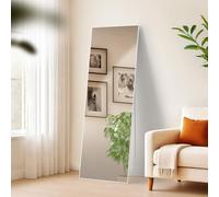 CLP Grand Miroir Benicia, Miroir sur Pied et Miroir Mural en Un, Miroir intégral Cadre métallique en Plusieurs Tailles et Couleurs, Couleur:Blanc Mat, Taille:150x50 cm