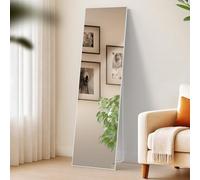 CLP Grand Miroir Benicia, Miroir sur Pied et Miroir Mural en Un, Miroir intégral Cadre métallique en Plusieurs Tailles et Couleurs, Couleur:Blanc Mat, Taille:140x40 cm