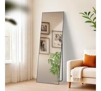 CLP Grand Miroir Benicia, Miroir sur Pied et Miroir Mural en Un, Miroir intégral Cadre métallique en Plusieurs Tailles et Couleurs, Couleur:Noir Mat, Taille:150x50 cm