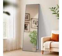 CLP Grand Miroir Benicia, Miroir sur Pied et Miroir Mural en Un, Miroir intégral Cadre métallique en Plusieurs Tailles et Couleurs, Couleur:Noir Mat, Taille:160x50 cm