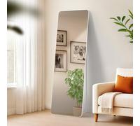 CLP Grand Miroir Gurnee, Miroir à Poser et Miroir Mural en Un, Miroir intégral Cadre métallique en Plusieurs Tailles et Couleurs, Couleur:Blanc Mat, Taille:160x50 cm