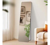 CLP Grand Miroir Gurnee, Miroir à Poser et Miroir Mural en Un, Miroir intégral Cadre métallique en Plusieurs Tailles et Couleurs, Couleur:Noir Mat, Taille:140x40 cm
