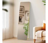 CLP Grand Miroir Gurnee, Miroir à Poser et Miroir Mural en Un, Miroir intégral Cadre métallique en Plusieurs Tailles et Couleurs, Couleur:Or Brillant, Taille:140x40 cm
