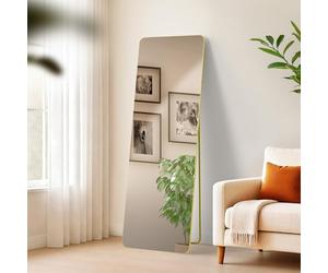 CLP Grand Miroir Gurnee, Miroir à Poser et Miroir Mural en Un, Miroir intégral Cadre métallique en Plusieurs Tailles et Couleurs, Couleur:Or Brillant, Taille:150x50 cm