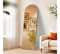 CLP Grand Miroir Moline, Miroir sur Pied et Miroir Mural en Un, Miroir intégral Cadre métallique en Plusieurs Tailles et Couleurs, Couleur:Noir Mat, Taille:160x50 cm