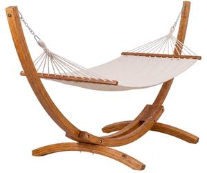 CLP Hamac avec Support Herriman, Support en Bois d'eucalyptus autoportant, pour Jardin et terrasse, 2 Personnes, Charge Max 160 kg Couleur crème