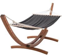 CLP Hamac sur Support Miramar avec Structure en Eucalyptus, Charge Max 150 kg, Ideal Jardin, terrasse, Balcon, Couleur:Gris