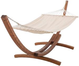 CLP Hamac sur Support Miramar avec Structure en Eucalyptus, Charge Max 150 kg, Ideal Jardin, terrasse, Balcon, Couleur:crème