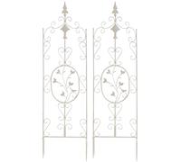 CLP Jeu de 2 treillages Burgus en Fer I Support pour Plantes grimpantes de Style Rustique, Couleur:crème Antique